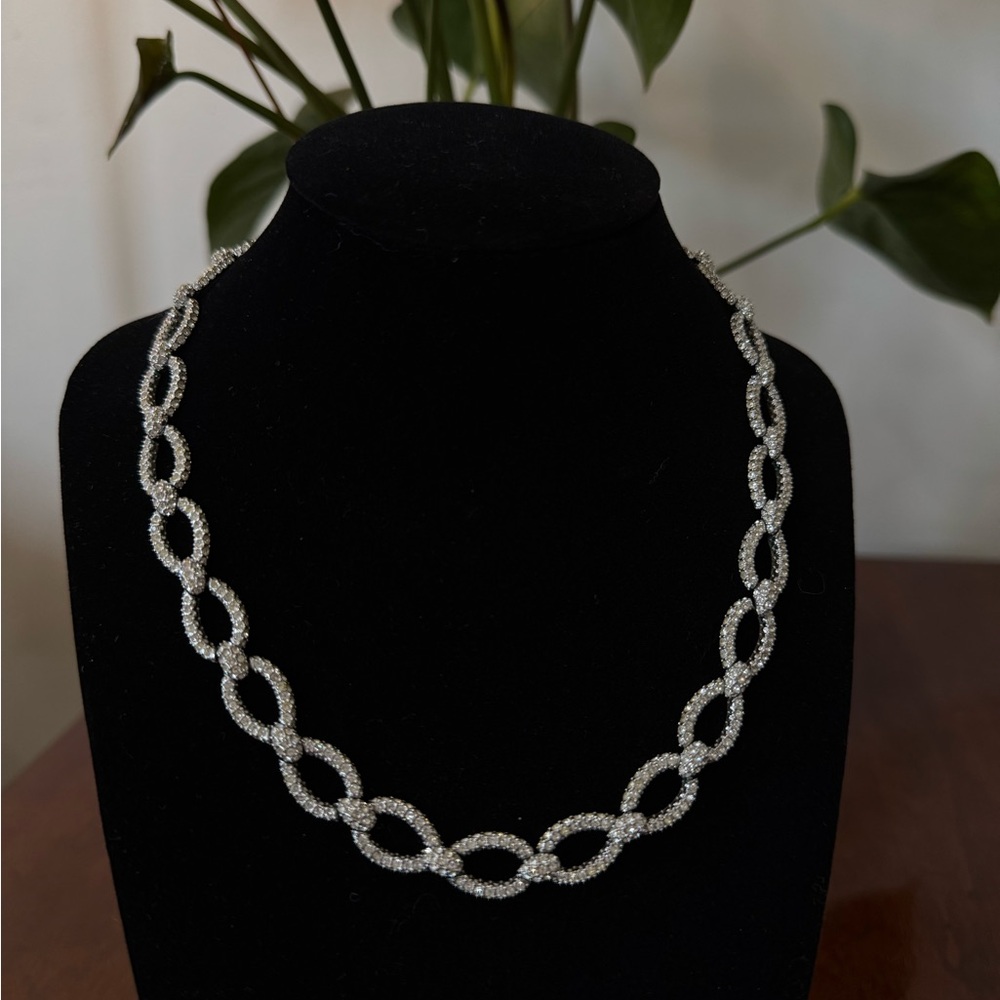 Swarovski Silver Textured Infinity Necklace